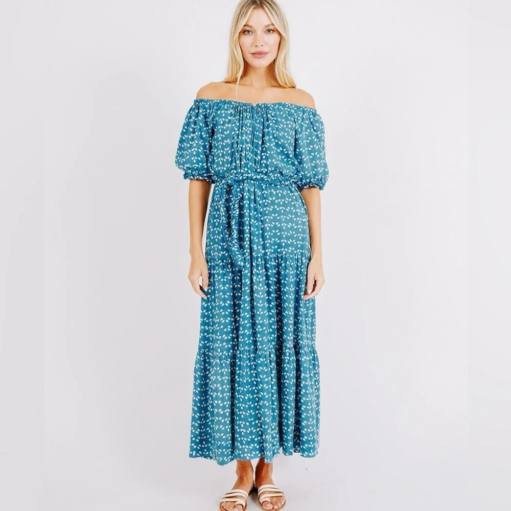 Mirth Capri Maxi Dress in Indigo Rain Sz M NWT